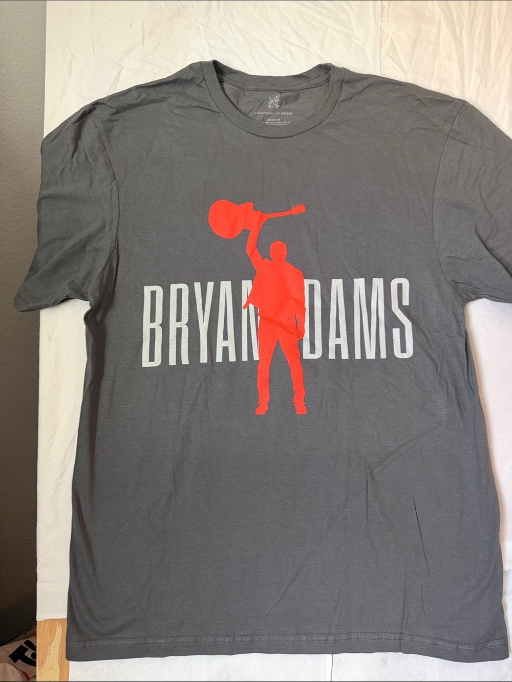 Bryan Adams Graphic Short Sleeve Tee - Charcoal/Red - Picture 1 of 3